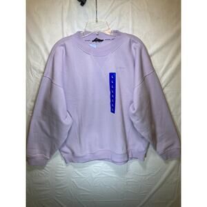 DKNY Sport Women's Crewneck Long Sleeves Fleece Logo Sweatshirt, Purple, Size L